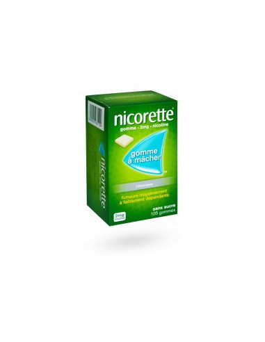 Nicorette 4mg sans sucre, 105 gommes à mâcher