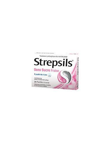 STREPSILS Fraise Ss Sucres Bte 24 Pastilles