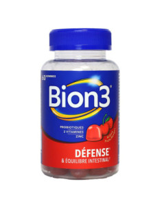 BION 3 Défense & Equil Intest Box 60 Gummies Fruits rouges